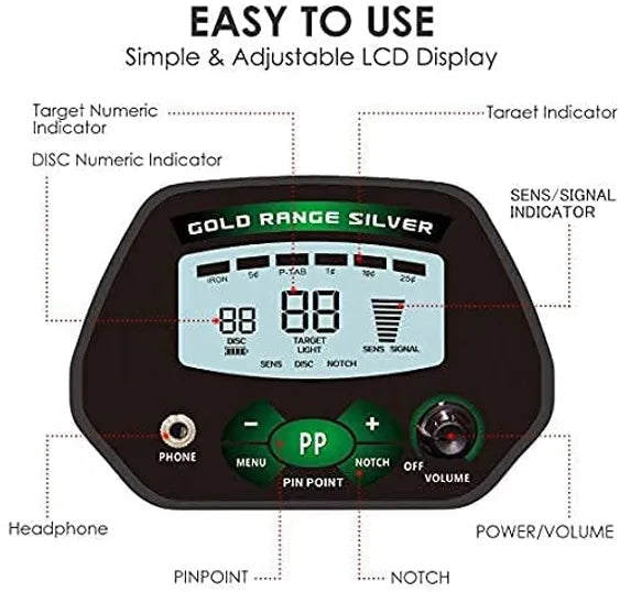 Suffla Higher Accuracy Metal Tracker MD3040 Gold Detector for Treasure Hunting