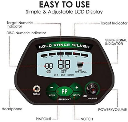 Suffla Higher Accuracy Metal Tracker MD3040 Gold Detector for Treasure Hunting